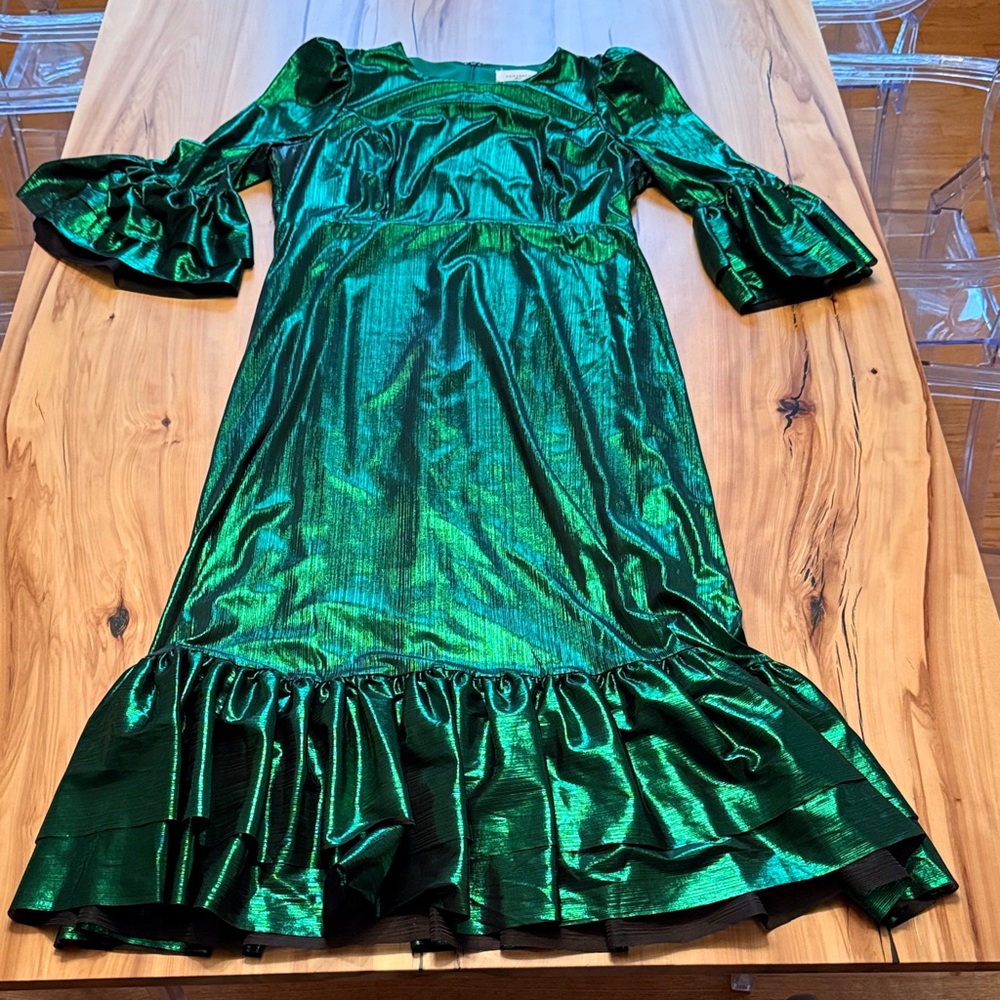 Pomander Place Metallic Green Kids Costume Dress
